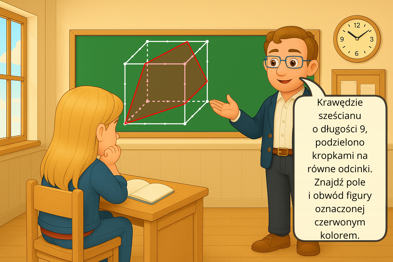 sześcian na tablicy